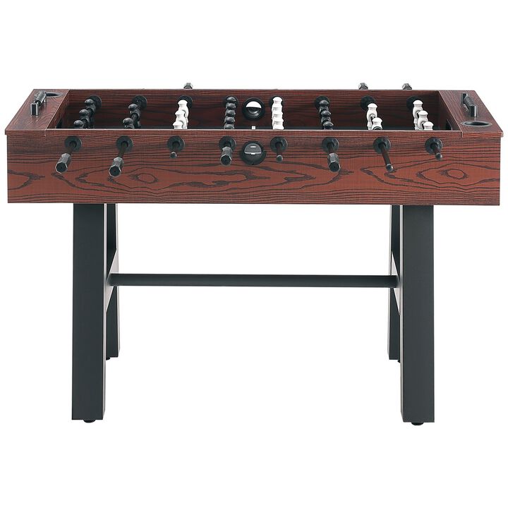 Indoor Full Size Foosball Table with Soccer Game Set, 4 Balls and 2 Cup Holders-Brown