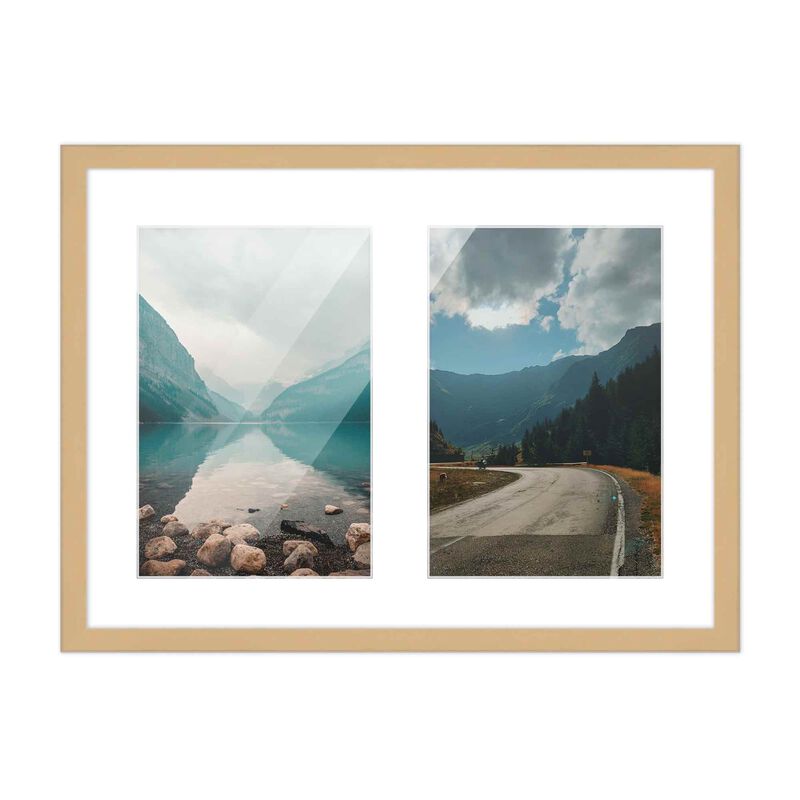 11x14 Wood Collage Frame with White Mat for 2 5x7 Pictures