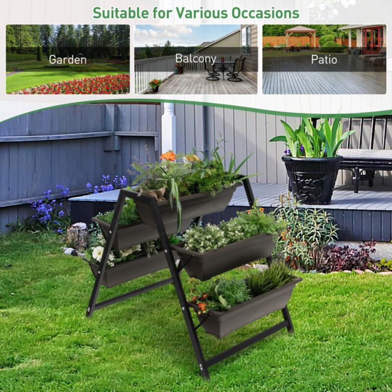 Hivvago 3-Tier Vertical Raised Garden Bed with 5 Plant Boxes