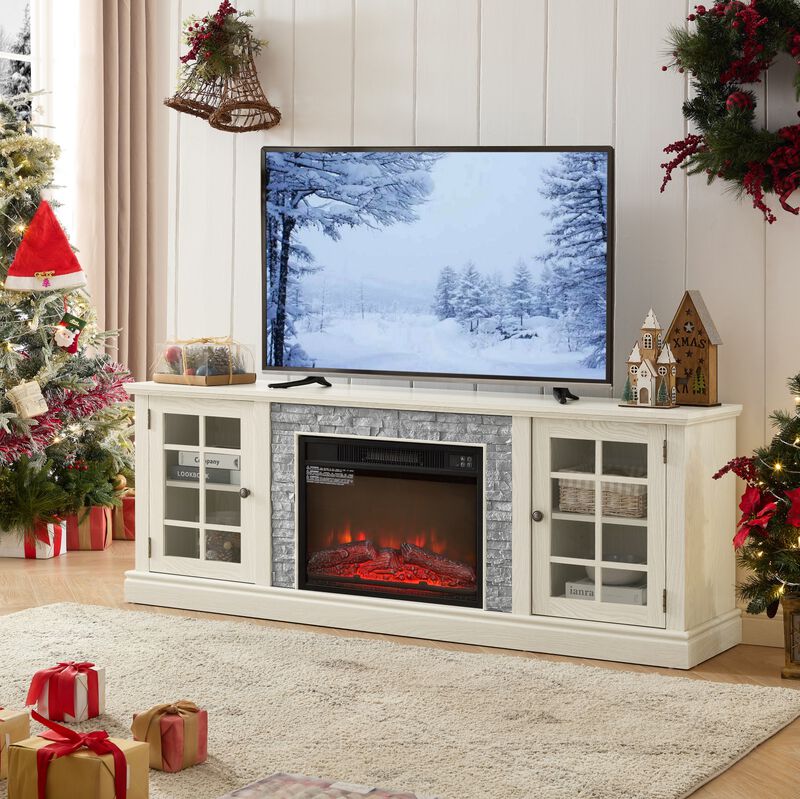 Modern TV Stand with 23" Electric Fireplace image number 2