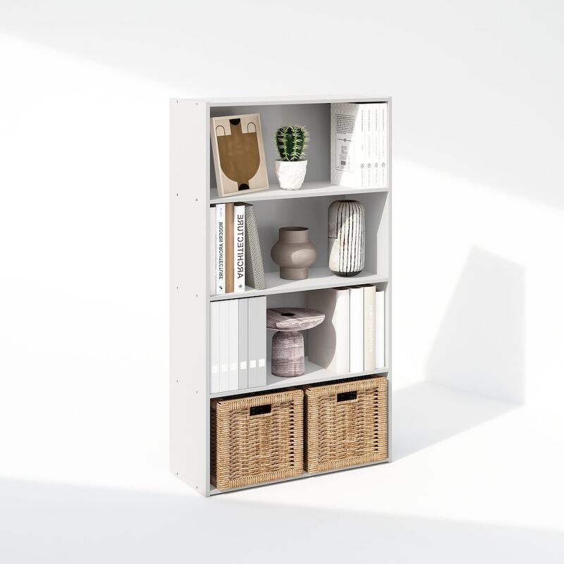 Simple Open Shelf, Bookcases, 4-Tier, White