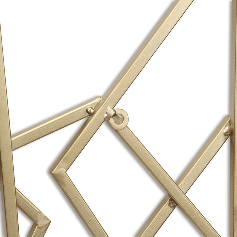 HomeRoots 24" X 48" Gold Metal Abstract Lines Hanging Dimensional Sculpture image number 5