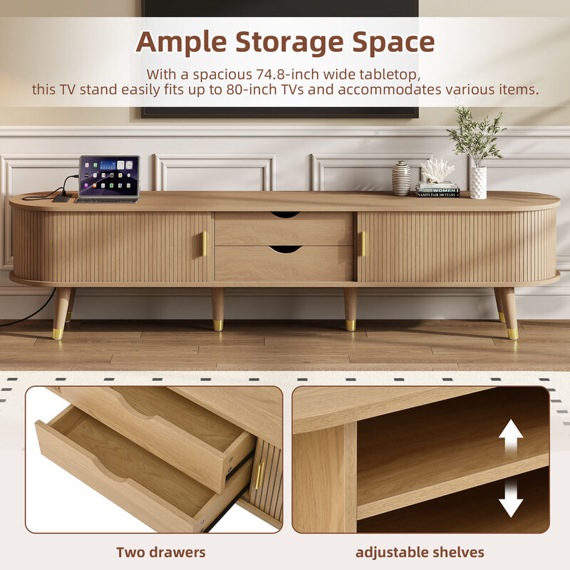 Glucub Oval Fluted TV Stand image number 7