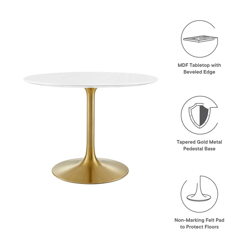 Modway - Lippa 40" Round Wood Dining Table Gold White