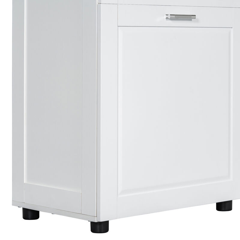 Merax Tall Bathroom Cabinet with Laundry Basket