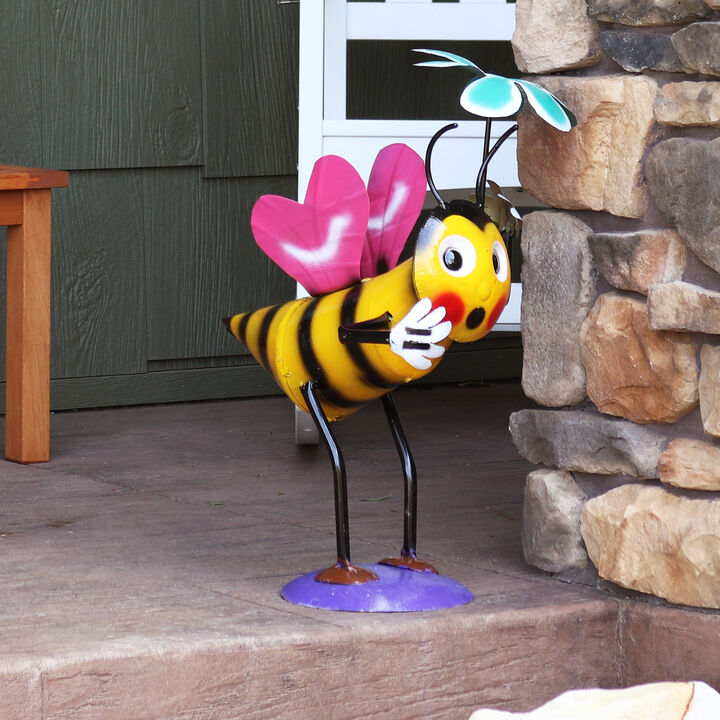 Sunnydaze Bee-atrice Indoor/Outdoor Metal Art Statue - 21 in - Set of 2