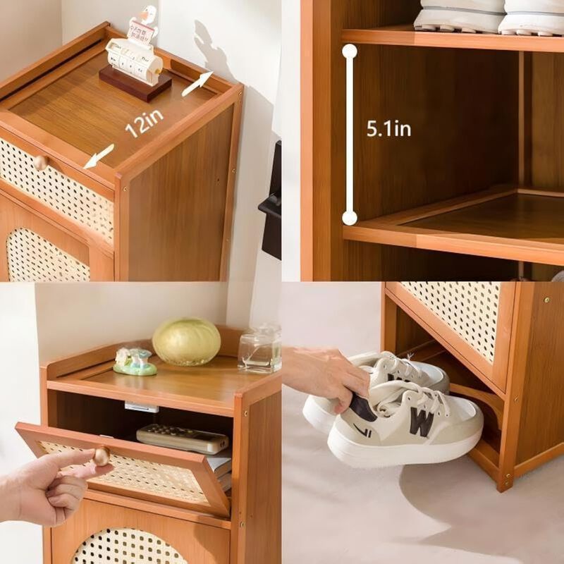 Slim Entryway Bamboo Shoe Storage Cabinet 7 Tier Closet 2 Inch image number 3