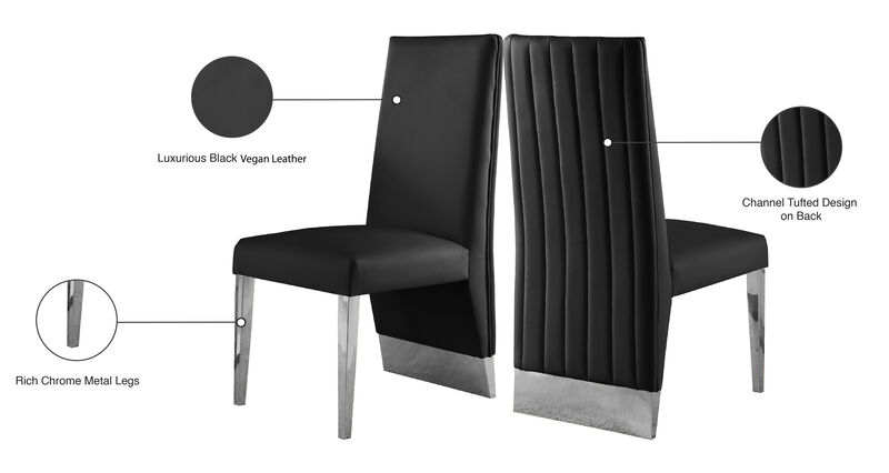 Meridian Furniture Porsha Black Vegan Leather Dining Chair, Set of 2