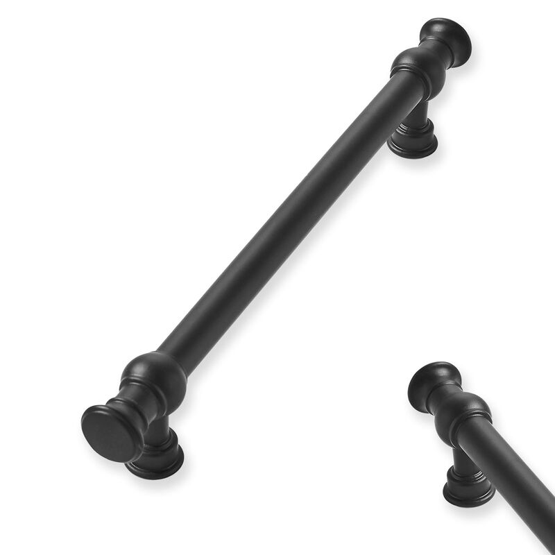ZAUYX 10-Pack 5inch(128mm) Hole Center Matte Black Cabinet Pulls Solid Heavy Duty Kitchen Cabinet Hardware for Cupboard Drawer P
