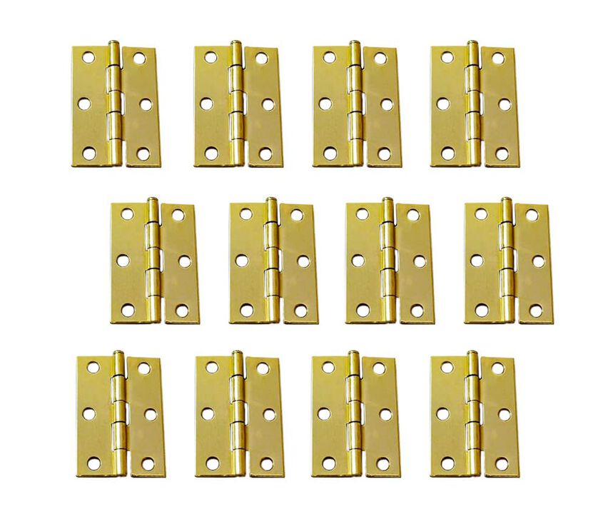 QCAA Narrow Butt Utility Hinge, Swaged, with Removable Loose Pin for Cabinet Door or Box Hinge, 2-1/2 x 1-3/4 x 1.4mm, Brass
