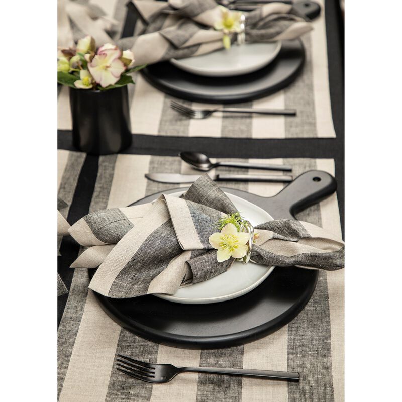 Solino Home Cabana Stripe 100% Linen Placemats &ndash; Set of 4, 14 x 19 in, Machine Washable, Holiday and Everyday Dining