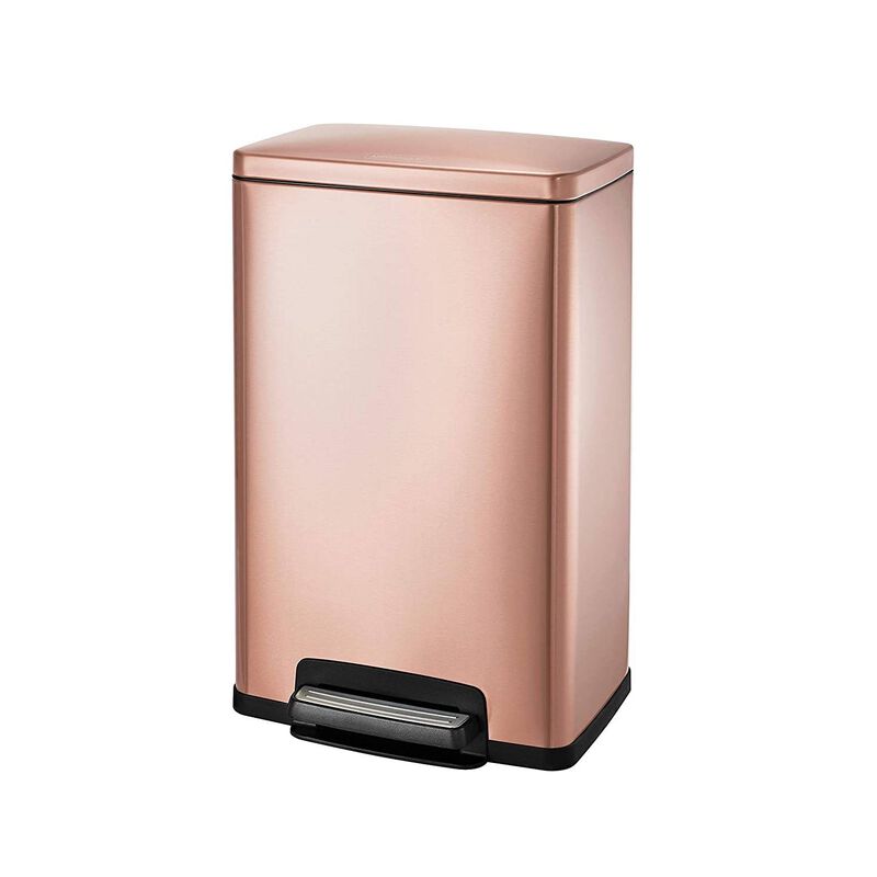 Hivvago Stainless Steel 13 Gallon Kitchen Trash Can with Step Lid in Copper Rose Gold