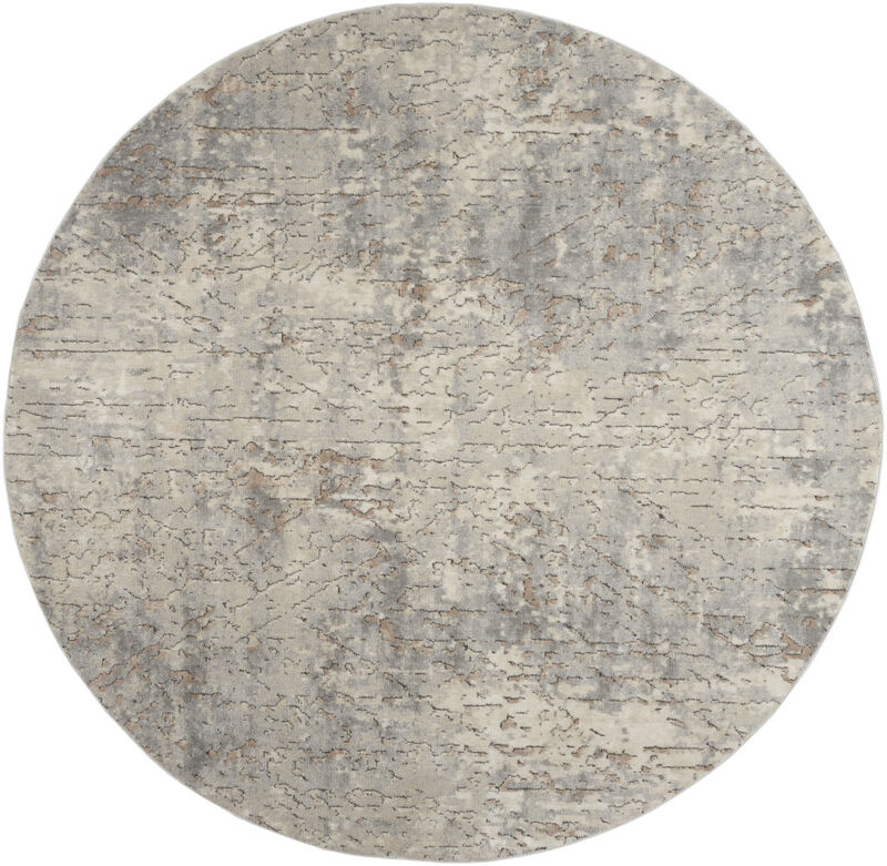 HomeRoots Round Abstract Power Loom Area Rug image number 2