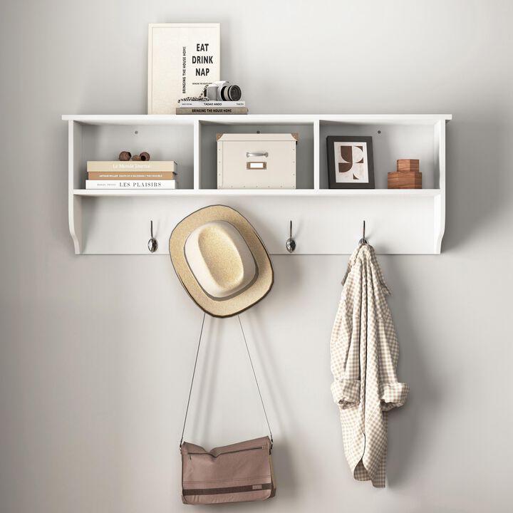 Wall Mounted Entryway Coat Rack with Storage Shelf, Wooden Hall Tree Organizer with Hooks for Entryway, Mudroom and Bedroom