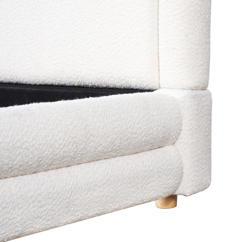 Christopher Knight Home Paul Boucle Upholstered Bed with Thick Curved Headboard Design image number 5