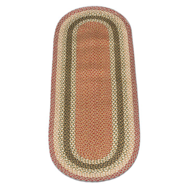 Earth Rugs C-24 Olive Burgundy Gray Oval Braided Rug 2 Feet X 6 Feet