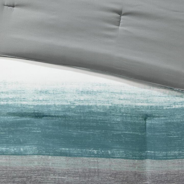 Belen Kox Aqua Watercolor Stripe Complete Bed and Sheet Set, Belen Kox