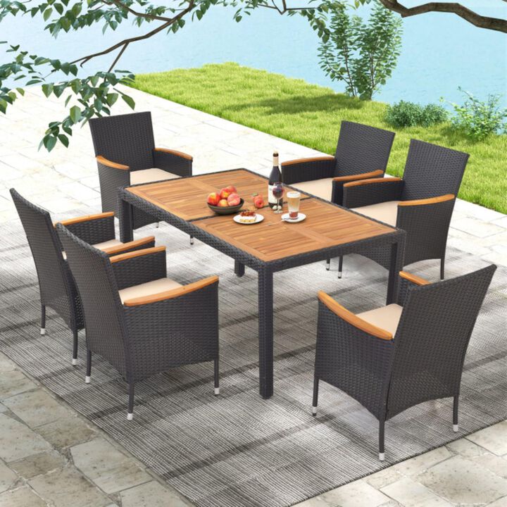 Hivvago 7 Pieces Outdoor Dining Set with Umbrella Hole for Backyard