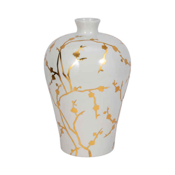 Cer 15"h, Vase W/ Gold Decal