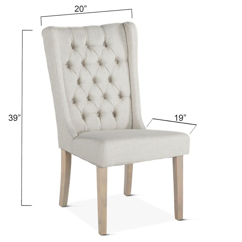 World Interiors Chloe Off-White Linen Dining Chair With Napoleon Legs image number 9
