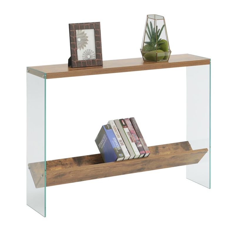 Convenience Concepts SoHo V Console Table w/ Shelf, Barnwood/Glass