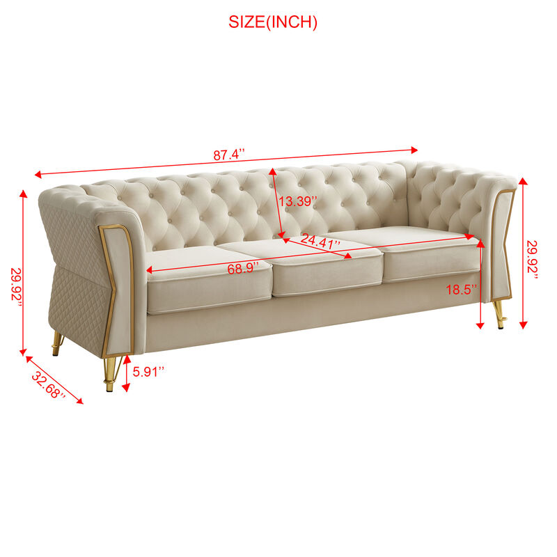 Marpwo Tufted Velvet Sofa image number 8