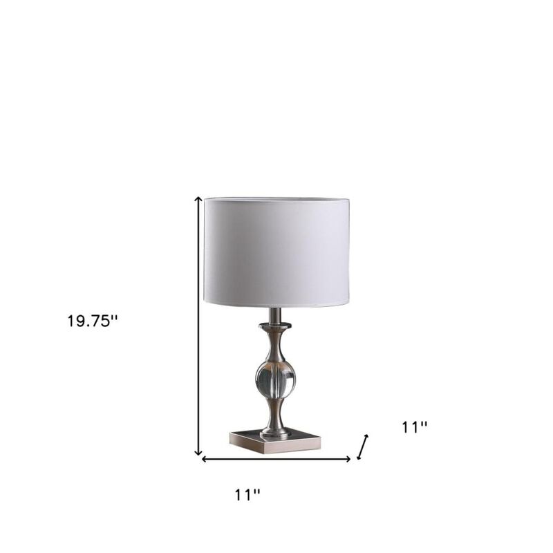 Hivvago 20" Silver Bedside Table Lamp With White Drum Shade