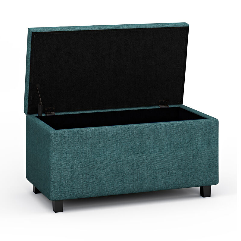 Cosmopolitan Storage Ottoman in Teal Polyester Fabric