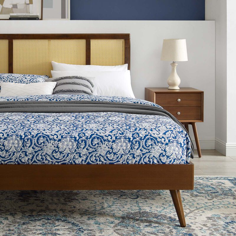 Modway - Kelsea Cane and Wood Full Platform Bed with Splayed Legs image number 1