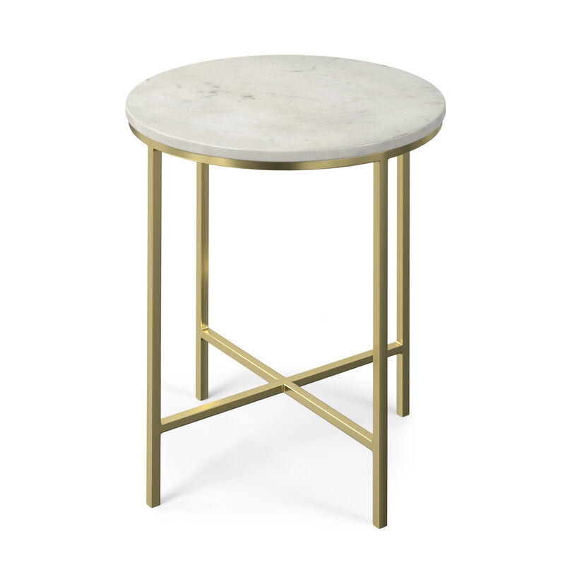 Tara Modern Contemporary 16 inch Wide Metal Side Table in Gold
