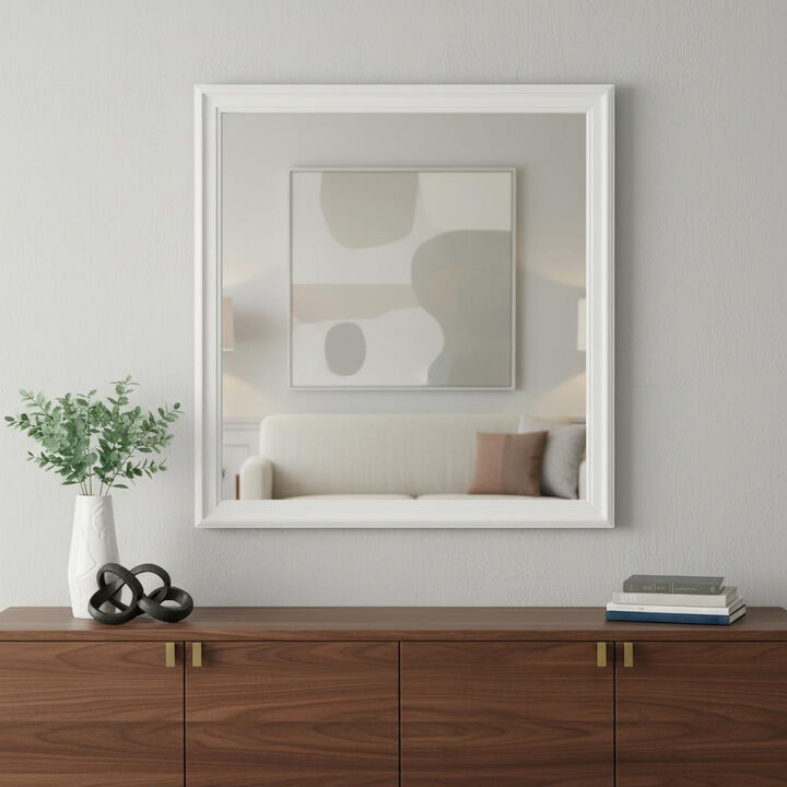 HomeRoots 38" White Square Wood Framed Accent Mirror