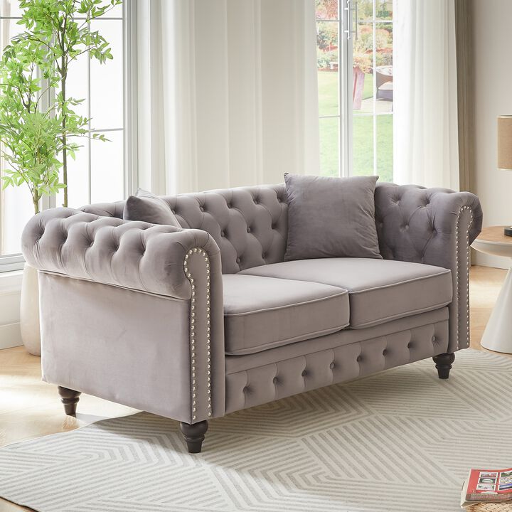 Fadhed Modern Chesterfield Loveseat