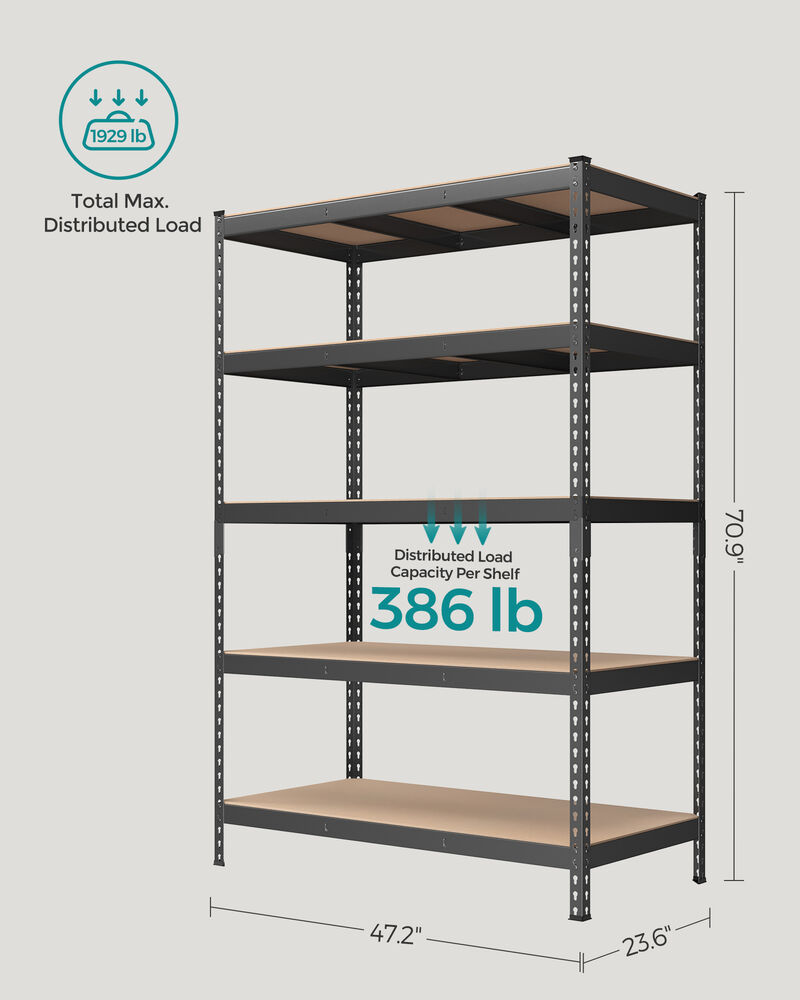 5-Tier Storage Shelves Set of 2 &ndash; Durable Metal Racks for Home, Garage