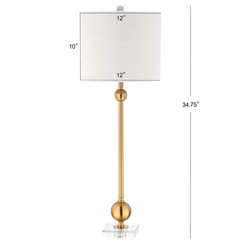 Hollis 34" Metal LED Table Lamp, Brass with Crystal Base (Set of 2)