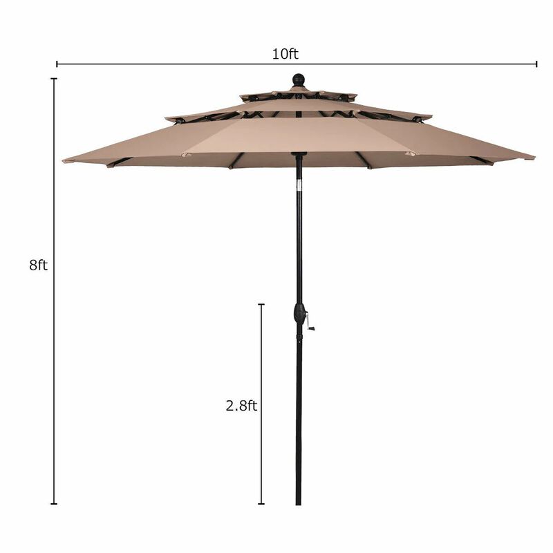 Mondawe 10 Feet 3 Tier Outdoor Patio Umbrella with Double Vented