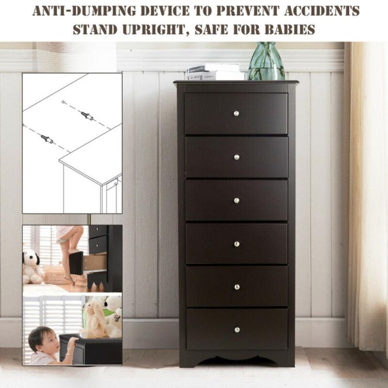 Hivvago 6 Drawers Chest Dresser Clothes Storage Bedroom Furniture Cabinet