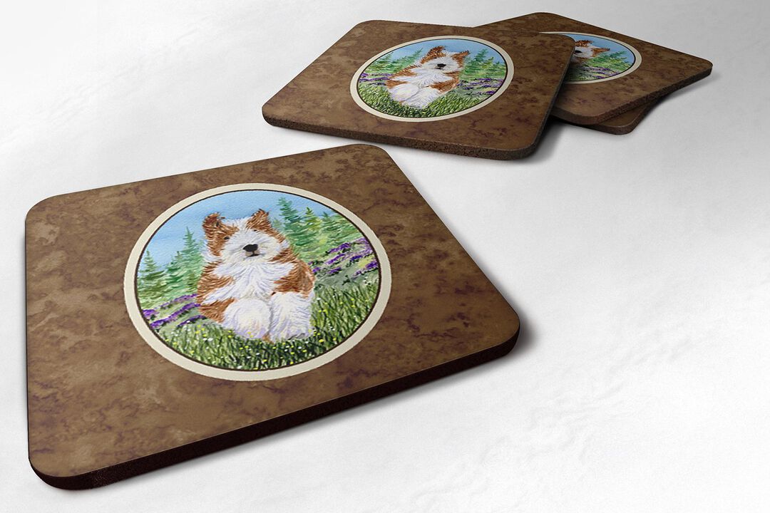 Caroline's Treasures SS8320FC Bearded Collie Foam Coasters (Set of 4), 3.5 H x 3.5 W, Multicolor