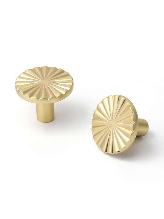 JIASENBAO 2 Pack Brushed Gold Cabinet Knobs Brass Flat Drawer Pulls Kitchen Cupboard Bathroom Dresser Cabinet Hardware Handles Z