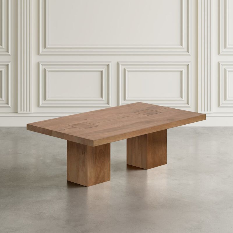 Jofran Modern Rustic 54 Solid Wood Double Pedestal Coffee Table