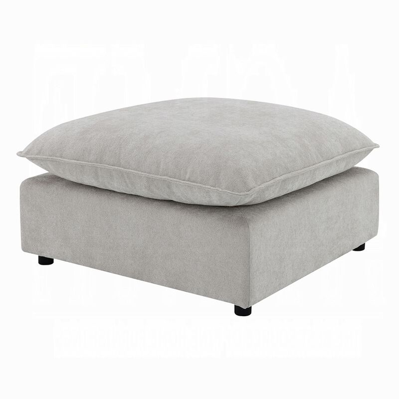 37 Inch Modular Ottoman, Feather Down and Cotton Fill Seat, Beige Boucle image number 3