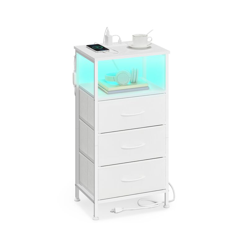 Smart Bedside Table with Charging Station App Controlled LED Lights image number 3