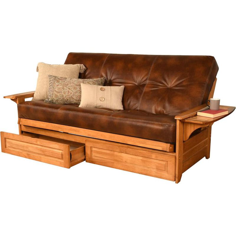 Phoenix Frame-Butternut Finish-Oregon Trail Saddle Mattress-Storage Drawers