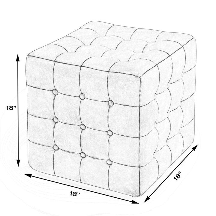 Butler Specialty Leon Leather Cube Ottoman, White