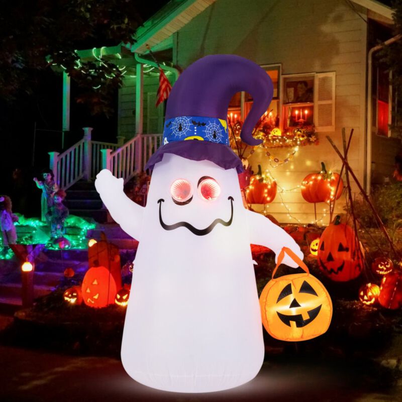 6ft Glowing Ghost Halloween Inflatable Decor with Infinity LED Eyes image number 1