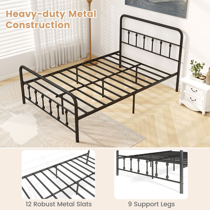 Modern Bed Frame with Headboard and Built-In Under Bed Storage-Black image number 6