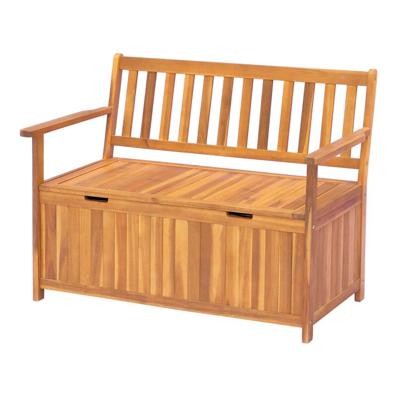 Multipurpose Outdoor Chest: 41 Gallon Teak Deck Box with PE Lining