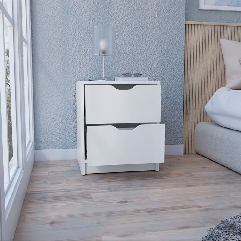 Basilea 2 Drawers Nightstand, Pull Out System -White image number 4
