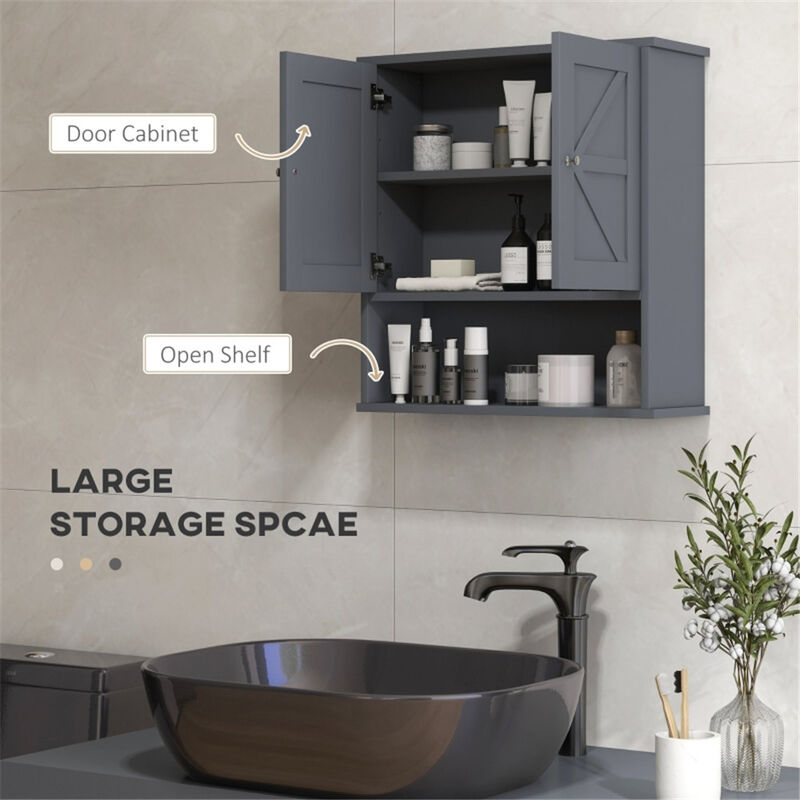 Wall Mounted Bathroom Cabinet with Doors for Storage and Organization