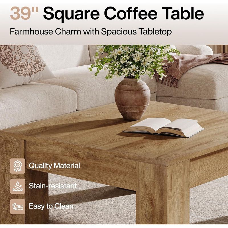 Tribesigns Industrial 2-Tier Wood Coffee Table image number 6