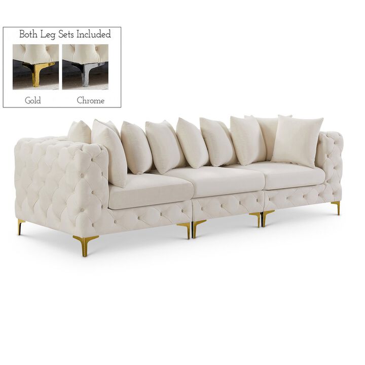 Meridian Furniture Tremblay Cream Velvet Modular Sofa